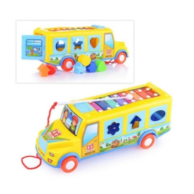 Autobuz Multifuncțional cu Xilofon și Stivuitor de Forme Geometrice | image