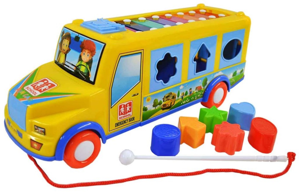 Autobuz Multifuncțional cu Xilofon și Stivuitor de Forme Geometrice