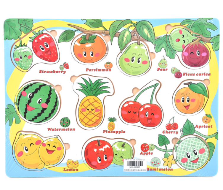 Puzzle Incastru din Lemn, Fructe și Legume