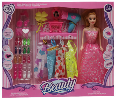 Barbie cu 4 Ținute, Încălțăminte și Accesorii de Păr | image