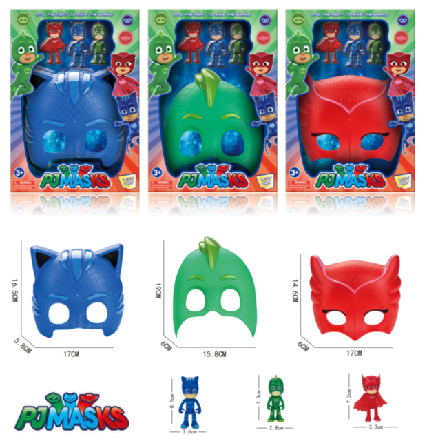 Set Mască și 3 Figurine, Eroii in Pijamale, Pj Masks