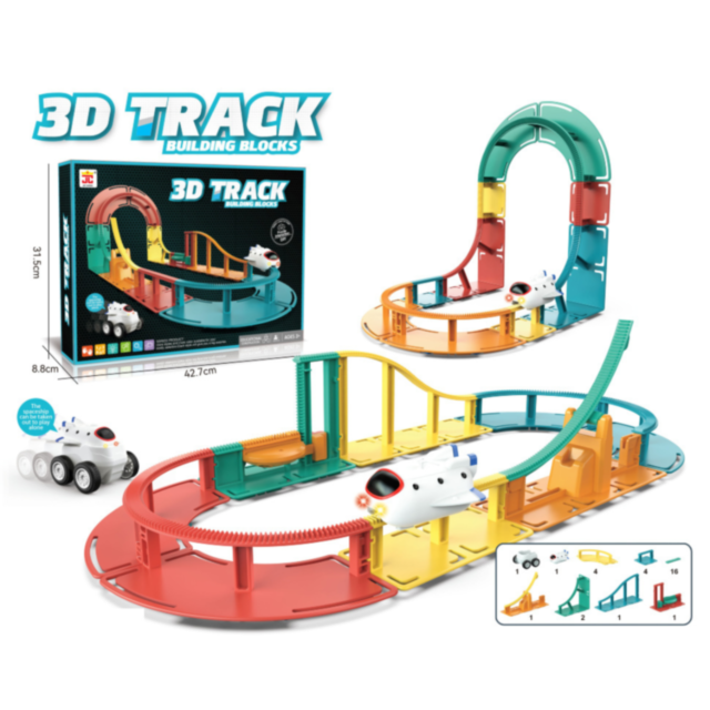 Pista 3D cu Blocuri de Construcție și Mașină Spațială – Aventură Interactivă