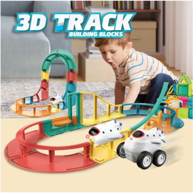 Pista 3D cu Blocuri de Construcție și Mașină Spațială – Aventură Interactivă