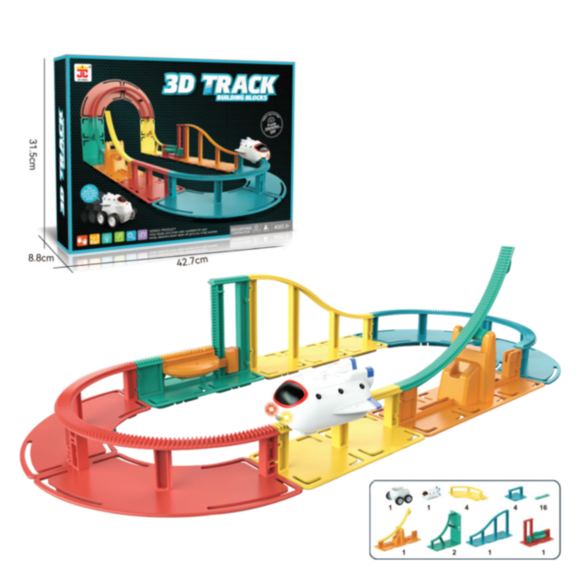 Pista 3D cu Blocuri de Construcție și Mașină Spațială – Aventură Interactivă