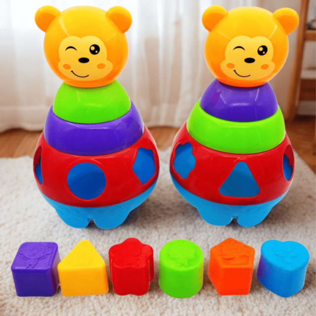 Ursuleț Interactiv de Sortare – Jucărie Educativă cu Forme Geometrice Colorate