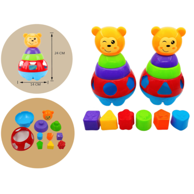 Ursuleț Interactiv de Sortare – Jucărie Educativă cu Forme Geometrice Colorate