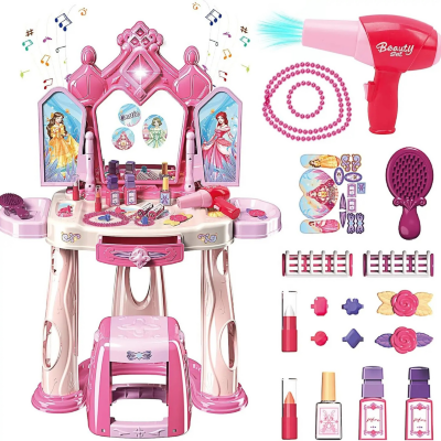 Măsuță de Toaletă pentru Prințese | Lumini, Sunete și Accesorii Incluse | image