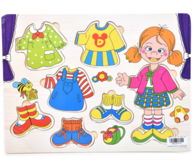 Puzzle Incastru de Lemn, Îmbracă Fetița | image
