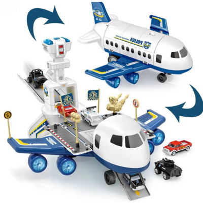 Aeronavă de Poliție cu Funcții de Pista și Vehicule – Jucărie Interactivă pentru Copii | image