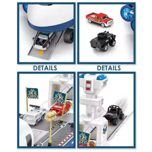 Aeronavă de Poliție cu Funcții de Pista și Vehicule – Jucărie Interactivă pentru Copii
