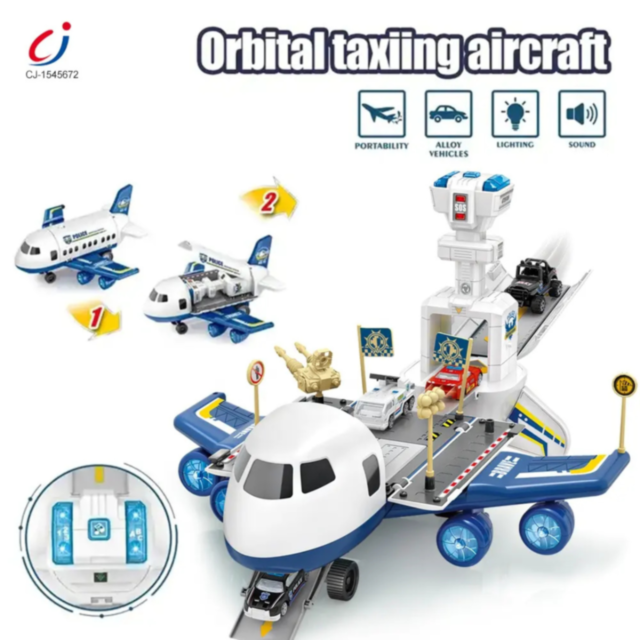Aeronavă de Poliție cu Funcții de Pista și Vehicule – Jucărie Interactivă pentru Copii