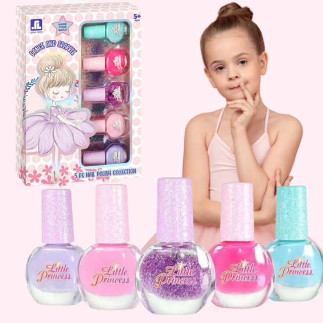 Set Lacuri de Unghii pentru Copii "Little Princess" cu Efect Sclipitor