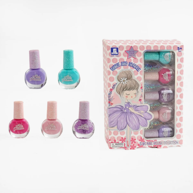 Set Lacuri de Unghii pentru Copii "Little Princess" cu Efect Sclipitor