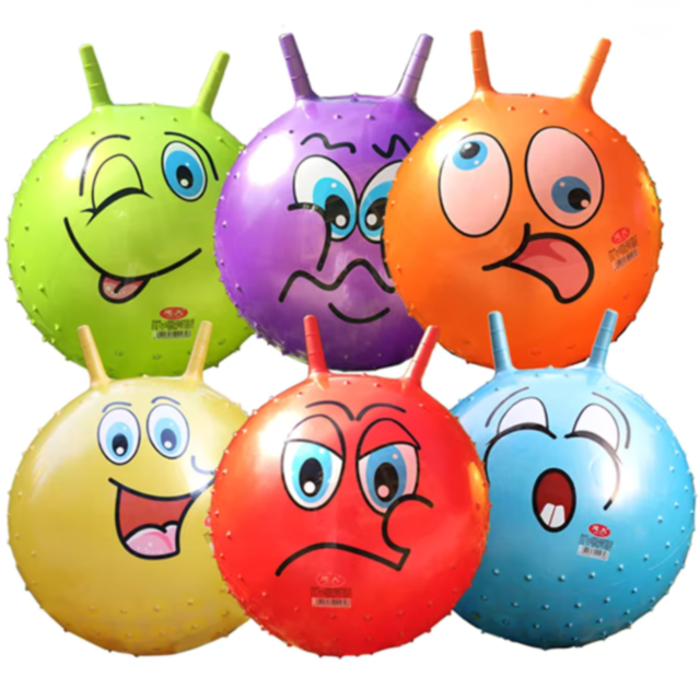 Minge de Sărit cu Mânere – Jucărie Distractivă cu Fețe Haioase (culoare aleatorie)