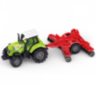 Tractor de jucărie verde cu plug roșu și lumini