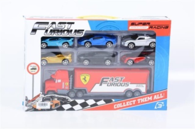 Set 6 Mașinuțe cu Camion Tir | image