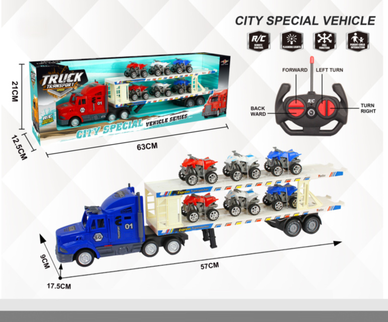 Camion cu Trailer și 6 Mașinuțe Teleghidat