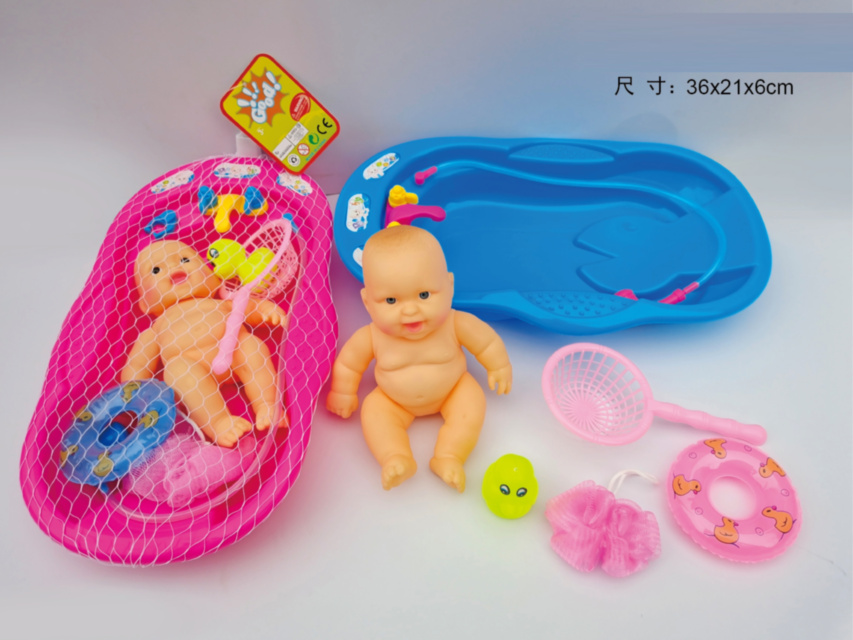 Bebeluș cu Cădiță și Jucării de Baie