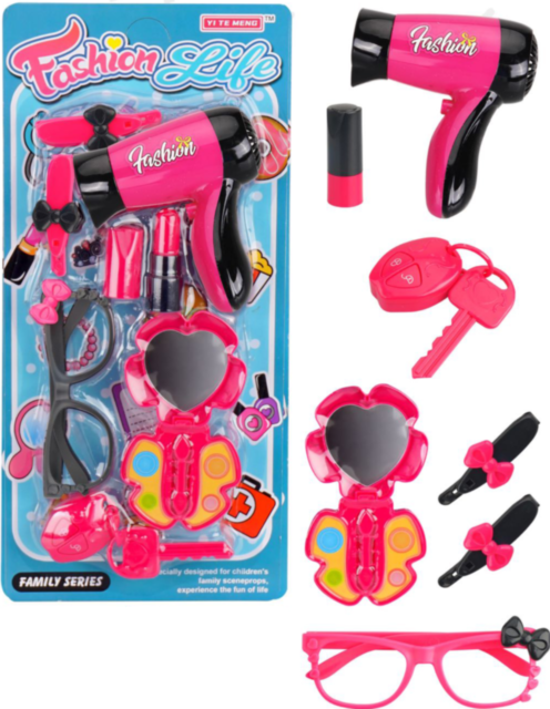 Set Fashion cu Uscator de Păr, Ochelari, Oglindă și Accesorii