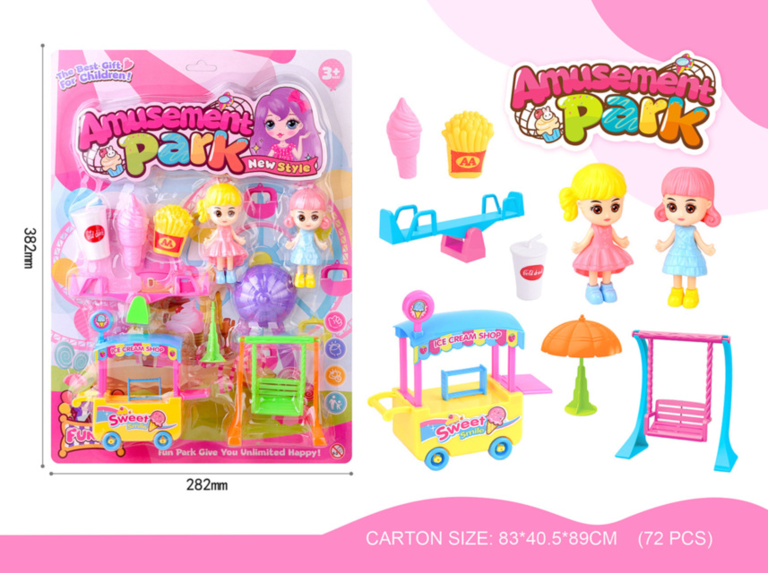 Set Parcul de Distracții cu 2 Păpuși Figurine