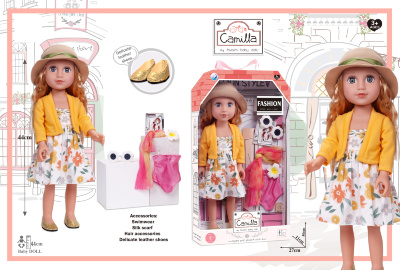 Păpușă Stilată din Vinil cu Pălărie și Accesorii, 45cm | image