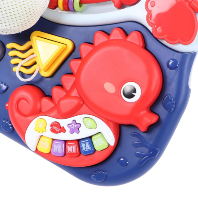 Măsuță Interactivă 3 în 1 cu Pian, Coș de Baschet și Activități Educative