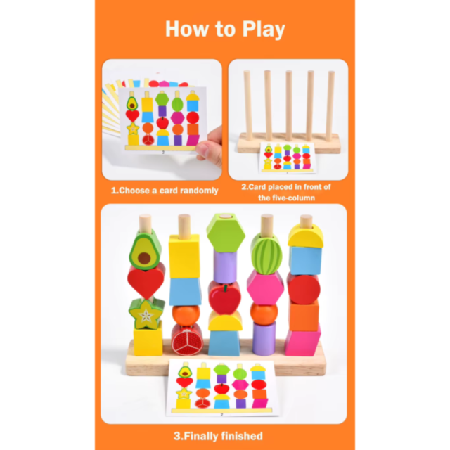 Set de Coloane Colorate cu Forme Geometrice și Activități Interactive