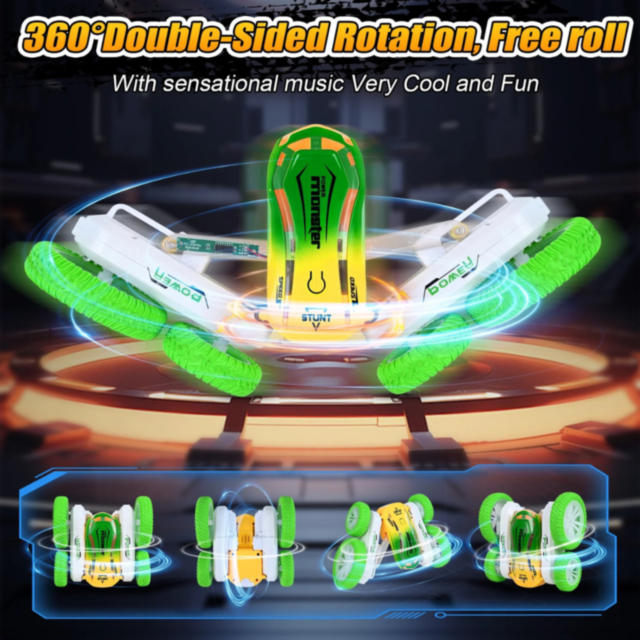 Mașinuță de Cascadorii cu Telecomandă și LED – Model Flip 360°