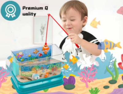 Acvariu de jucărie cu pești magnetici, lumină și muzică | image