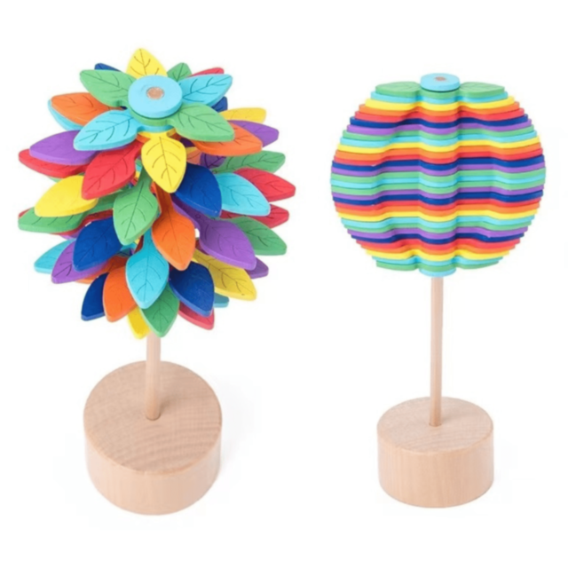 Arbore Montessori din Lemn Colorat Rotativ Educațional