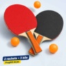 Set tenis de masă: două palete și trei mingi