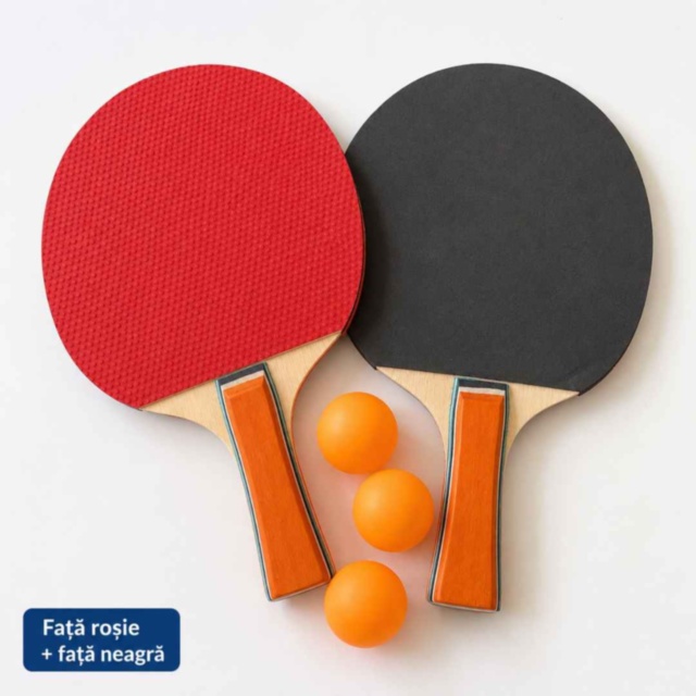 Set tenis de masă: două palete și trei mingi