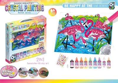 Set Pictură pe Sticlă Vitralii Flamingo Roz cu Autocolante | image