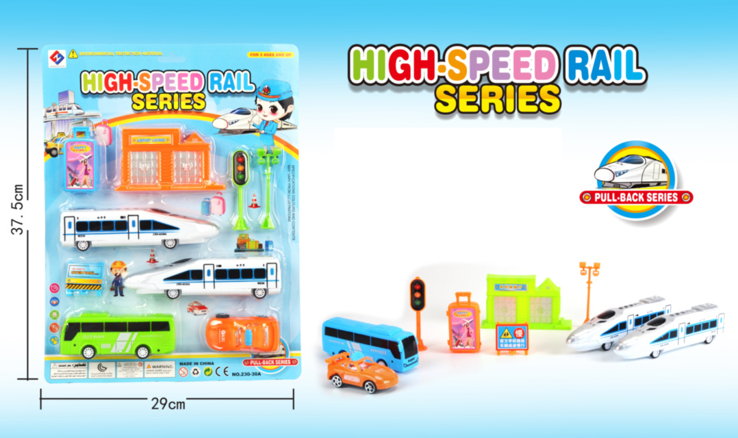 Set 2 Trenuri, Taxi și Autocar cu Semne de Circulație