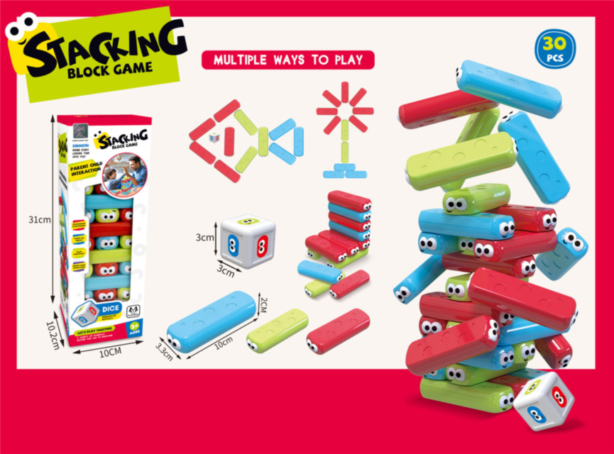 Jenga cu 30 Cărămizi Colorate