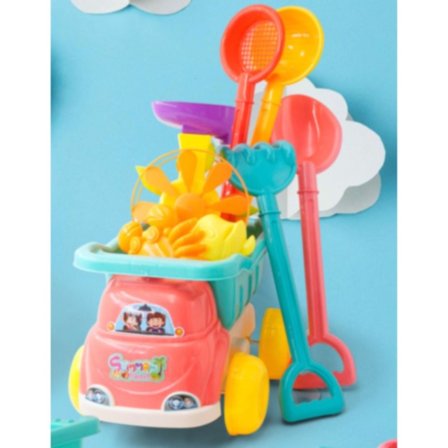 Camion cu Jucării de Plajă și Moară de Apă – 35 cm (culoare aleatorie)