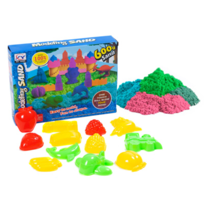 Set Nisip Kinetic cu 2 culori și 12 Forme de Modelat Mașinuțe și Fructe, 600gr. | image