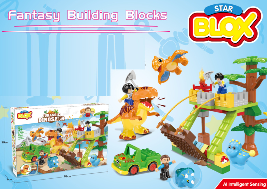 Constructor Lumea Dinozaurilor cu sunete, 80 piese