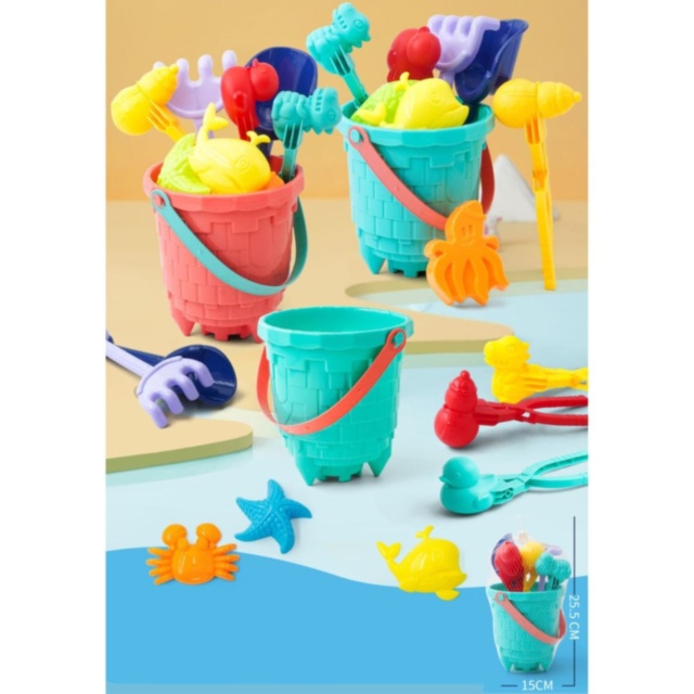 Set Jucării de Plajă cu Găletușă Texturată și Forme Marine (culoare aleatorie)