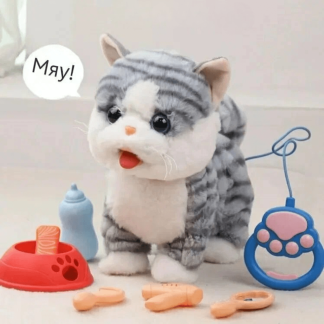 Pisicuță Interactivă cu Telecomandă și Sunete (culoare aleatorie)