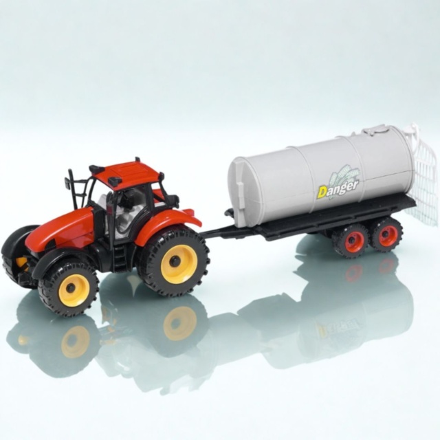 Tractor jucărie pentru copii cu remorcă cisternă (culoare aleatorie)