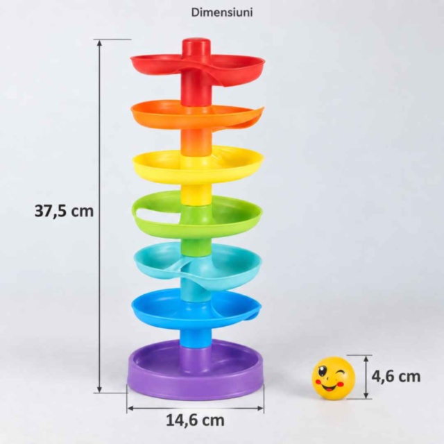 Turn cu piste spiralate și bile pentru copii