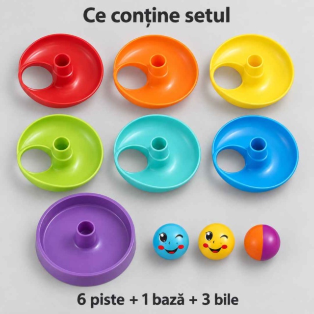 Turn cu piste spiralate și bile pentru copii