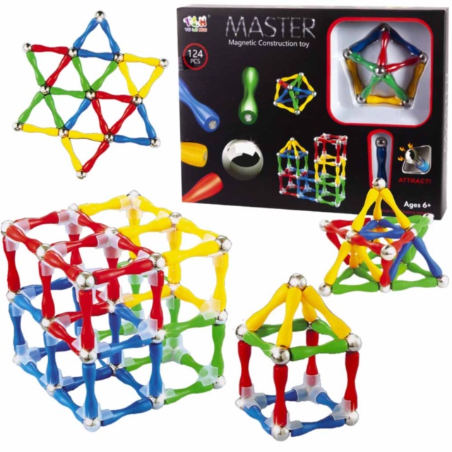 Set de Construcție Magnetic 124 Piese