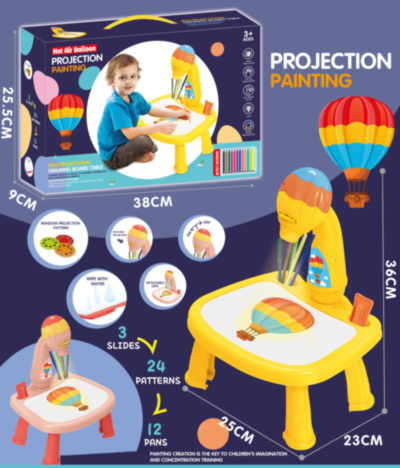 Masă de Desen cu Proiector de Lumini, 24 Șabloane, 12 Carioci | image