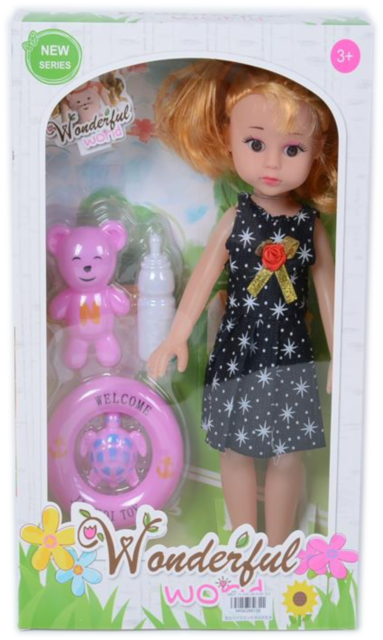 Păpușă Muzicală cu Sticluță și Jucării de baie, 35cm