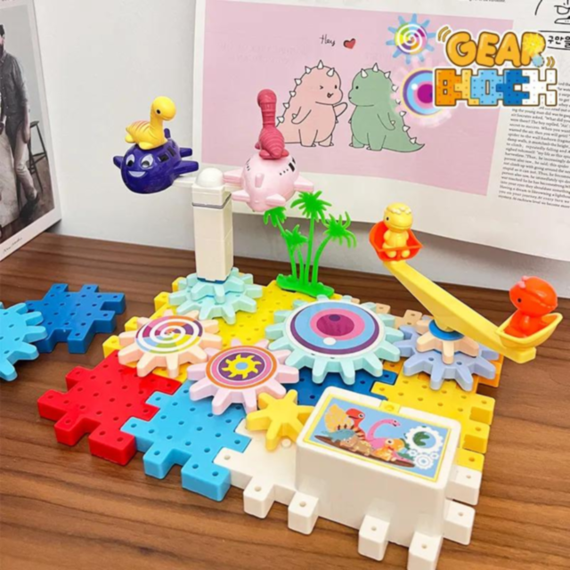 Set Blocuri Rotative Dinozauri Interactiv