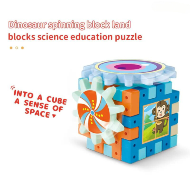 Set Blocuri Rotative Dinozauri Interactiv