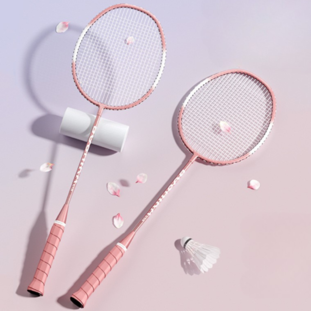 Set 2 Rachete Badminton Roz cu Geantă 