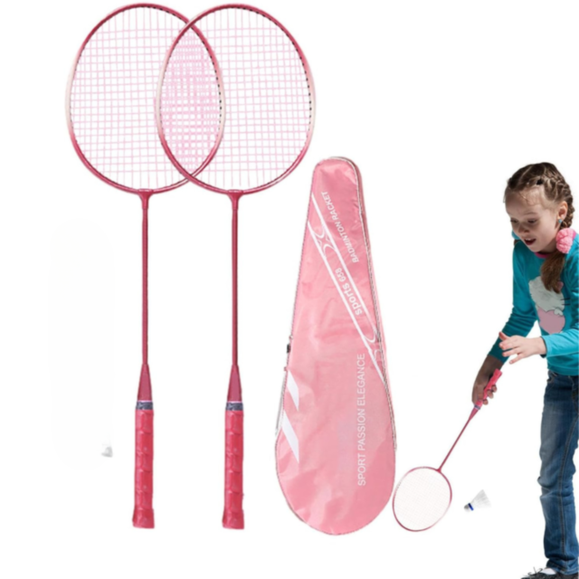 Set 2 Rachete Badminton Roz cu Geantă 